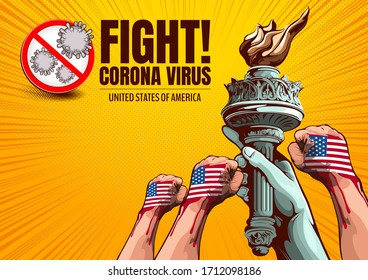 United States of America fight coronavirus, vector illustration.