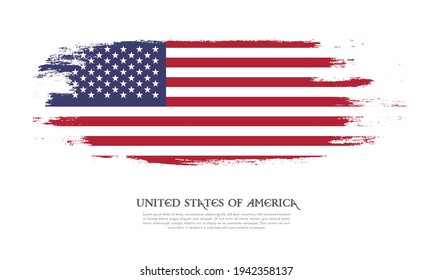 United States of America flag brush concept. Flag of USA grunge style banner background