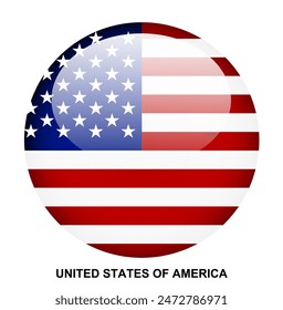 UNITED STATES OF AMERICA flag button on white background