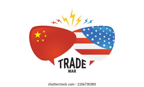 United States of America flag and China flag together. two flags face to face, symbol for the relationship between the two countries. vector illustration