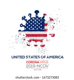 United States of america flag with corona virus Symbol, (2019-nCoV), vector illustration.