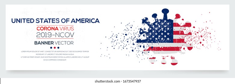 United States of america flag with corona virus Symbol, (2019-nCoV), vector illustration.