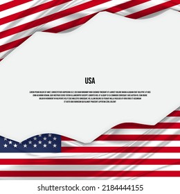 United States of America flag design. Waving USA flag made of satin or silk fabric. Vector Illustration.