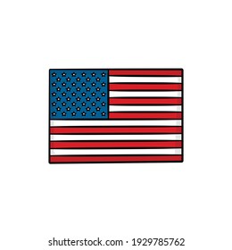United States America flag in drawing style isolated vector  Hand drawn object illustration for your presentation  teaching materials others 