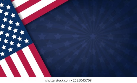 United states of America flag with empty, blank, copy space.Vector illustration.	