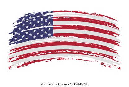 Bandera de los Estados Unidos de América en trazo de pincel grueso, vector