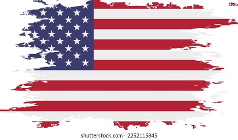 United States of America flag grunge brush color image, vector