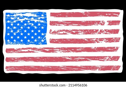United States of America flag hand painted with brush vector image.	
