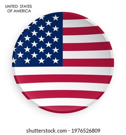 United States of America flag icon in modern neomorphism style. Button for mobile application or web. Vector on white background