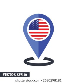 United States of America Flag Location Marker Pin Icon