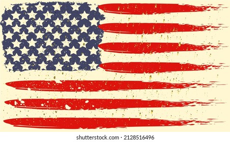 United States of America Flag Made with Art. Contemporary vector poster.