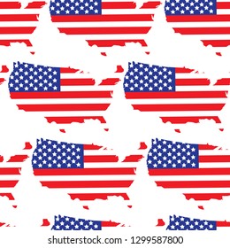 United States of America Flag Map Seamless Repeat Pattern Vector Design