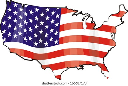 United States Of America - Flag And Map