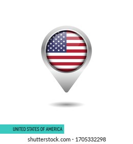 United States of America flag map pin vector design template