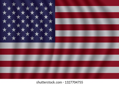 United States of America flag on soft and smooth silk texture. Vector illustration eps10.