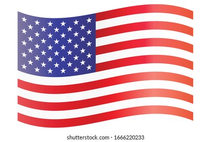 United States of America flag on white background.