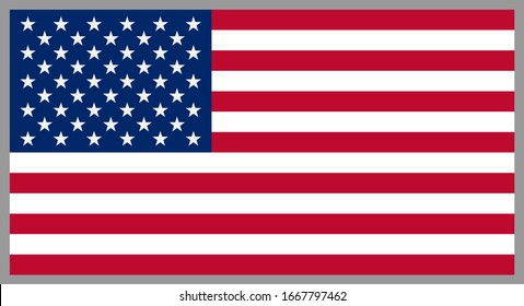 The United States of America Flag on the grey background, correct proportions and colors, vector illustration