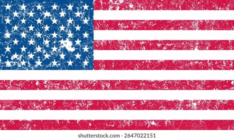 Bandeira dos Estados Unidos pintada sobre tábua de madeira. Plano de fundo do fechamento
