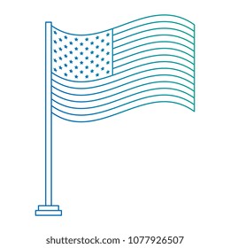 united states of america flag in pole with waves
