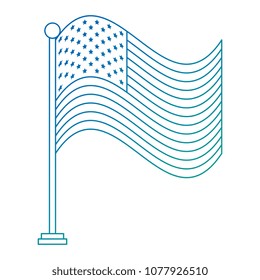 united states of america flag in pole with waves