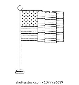united states of america flag in pole with waves