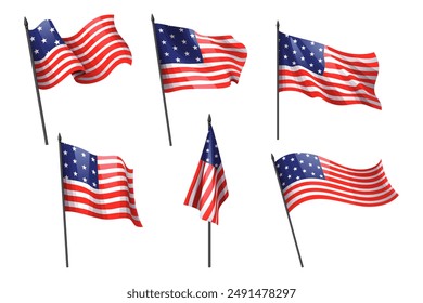 United states of america flag pole . Vector .