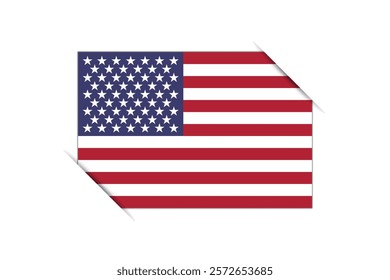 United States of America flag - rectangle colorful flag representing a country cultural identity and heritage. The essence of national pride and unity. Attached by the corners in a paper album