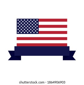 united states of america flag with ribbon frame vector illustration design