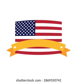 united states of america flag with ribbon vector illustration design