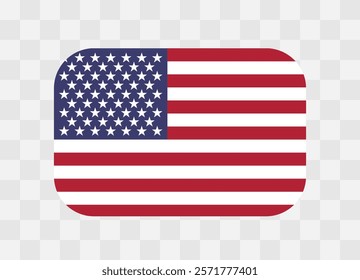 United States of America flag - rounded rectangle colorful flag representing a country cultural identity and heritage. The essence of national pride and unity. Vector flag on transparent background.