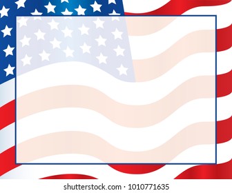 United States of America Flag screened Border for Postcard or Poster