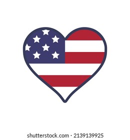 Los Estados Unidos de América marcan en forma de corazón. Patriota estadounidense. Los EE.UU. aman. Día de la Independencia.