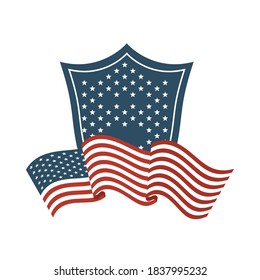 united states of america flag with shield vector illustration design