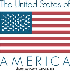 United States of America Flag with silhouettes of states in place of stars USA