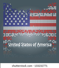 United States of America flag from square blocks, vector