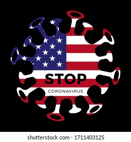 United States of america flag with Stop corona virus Symbol, (2019-nCoV), vector illustration.