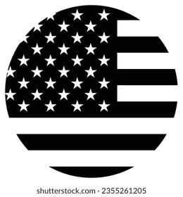 United States of America flag. US flag. Button flag icon. The black icon. Circle icon flag. Computer digital vector illustration.