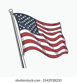 United States of America flag USA flag vector American waving flag clipping art. USA flag icon.