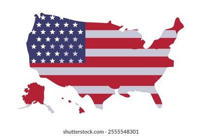 united states of America flag. USA map isolated on a white background. vector illustration
