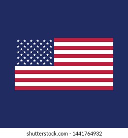 The United States Of America Flag Vector Isolated On Blue Background. US Flag Symbol Vector Icon