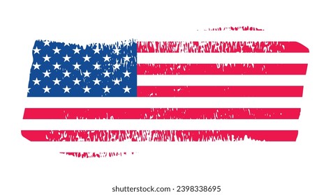 United States of America flag with watercolor paint brush strokes texture or grunge texture design. Grunge US Flag brush stroke effect. USA flag brush paint use to 4 of July American President Day.