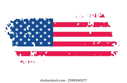 United States of America flag with watercolor paint brush strokes texture or grunge texture design. Grunge US Flag brush stroke effect. USA flag brush paint use to 4 of July American President Day.