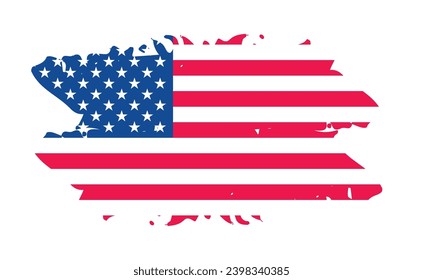 United States of America flag with watercolor paint brush strokes texture or grunge texture design. Grunge US Flag brush stroke effect. USA flag brush paint use to 4 of July American President Day.