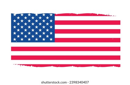 United States of America flag with watercolor paint brush strokes texture or grunge texture design. Grunge US Flag brush stroke effect. USA flag brush paint use to 4 of July American President Day.