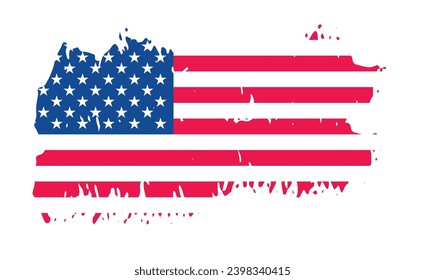 United States of America flag with watercolor paint brush strokes texture or grunge texture design. Grunge US Flag brush stroke effect. USA flag brush paint use to 4 of July American President Day.