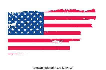United States of America flag with watercolor paint brush strokes texture or grunge texture design. Grunge US Flag brush stroke effect. USA flag brush paint use to 4 of July American President Day.