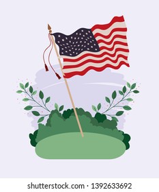 united states of america flag waving in the field