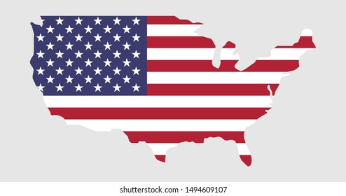 The United States of America. Flag.outline map of America.