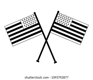 united states of america flags crossed