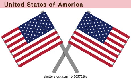 United States of America Flags Isolated on white Background. vector illustration.